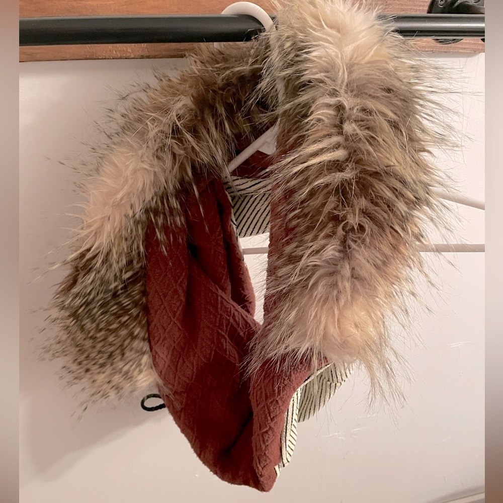 Infinity Scarf with Faux Fur Fashion Trim